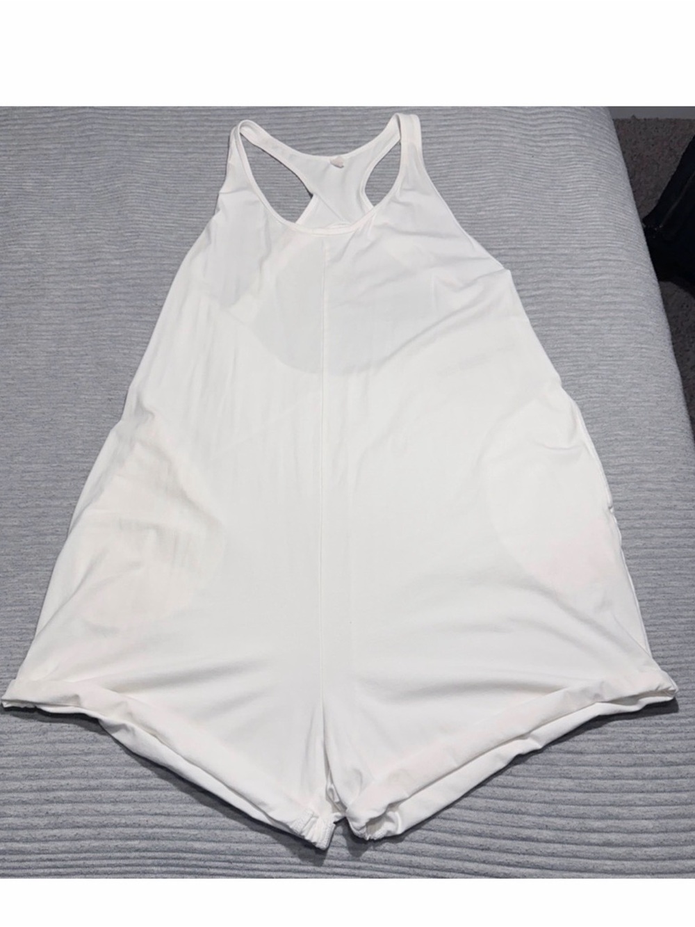 Free People White Racerback Shorts Romper